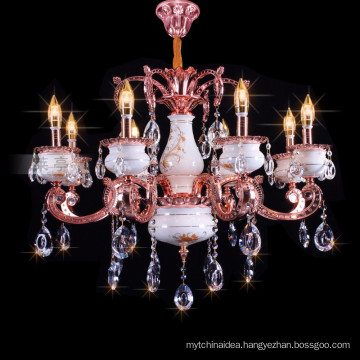 2017 Modern Hotel Foyer Pink Hanging Chandelier candle light crystal chandelier LT-88622